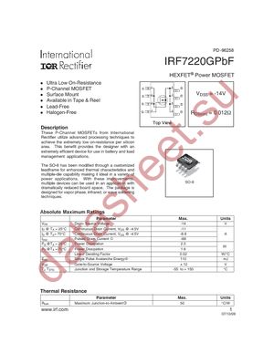 IRF7220GTRPBF datasheet  